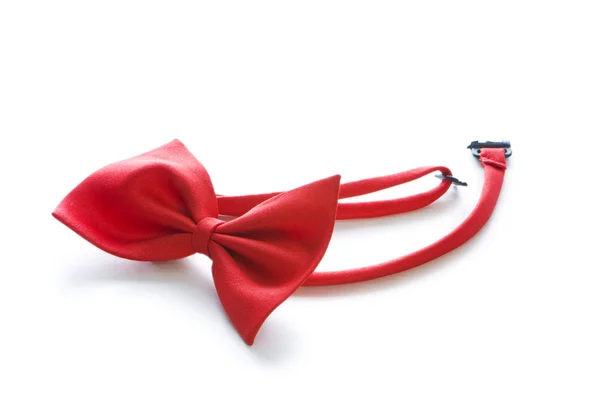 Червона краватка з бантом ізольована на білому — стокове фото