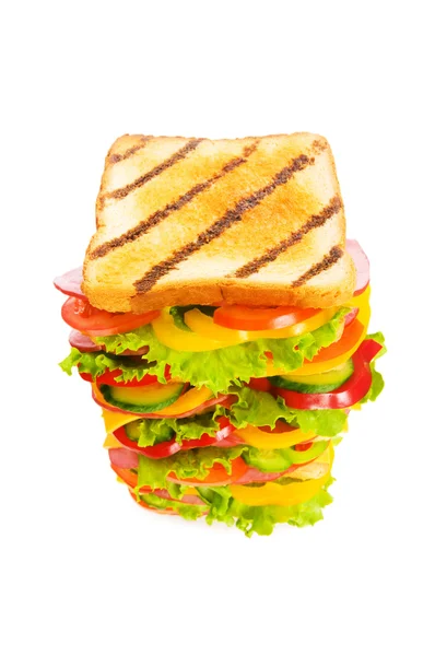 Giant sandwich geïsoleerd op de witte achtergrond — Stockfoto