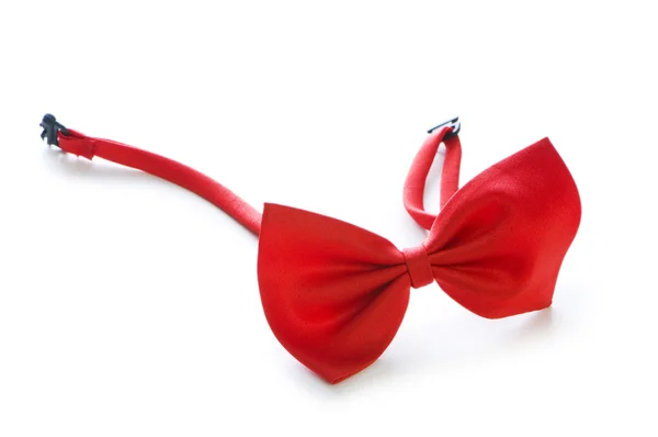 Червона краватка з бантом ізольована на білому — стокове фото