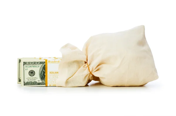 Sacks of money isolated on the white — Stock Photo, Image