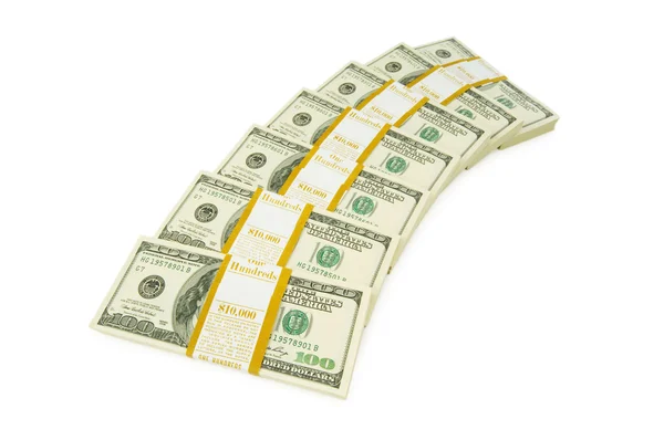 Стек доларів ізольовано на білому — стокове фото