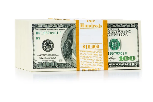 Stapel von Dollars isoliert auf dem weißen — Stockfoto