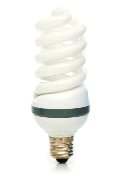 Lâmpada de poupança de energia isolada no fundo branco — Fotografia de Stock