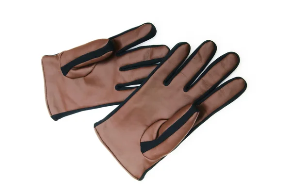Δερμάτινα γάντια που απομονώνονται σε λευκό φόντο — Φωτογραφία Αρχείου