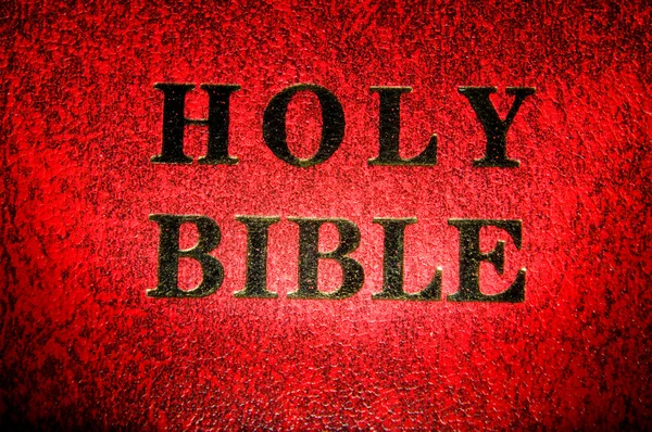 Red leather cover of the Bible book — Stock Photo, Image