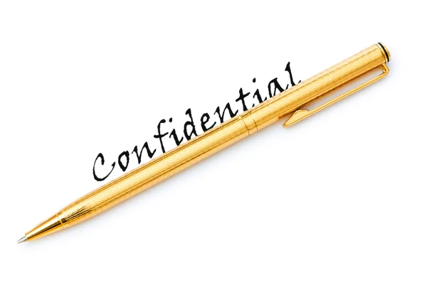 Mensagem confidencial e caneta em branco — Fotografia de Stock