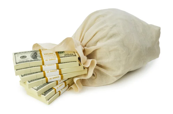 Sacos de dinheiro isolados no branco — Fotografia de Stock
