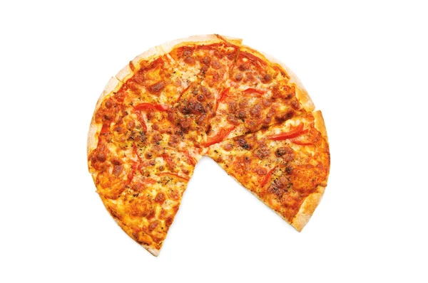 Pizza na białym tle na białym tle — Zdjęcie stockowe
