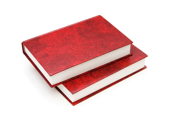 Beyaz arka plan üzerinde izole deri bağlı kitaplar — Stok fotoğraf