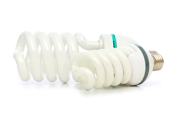 Lâmpada de poupança de energia isolada no fundo branco — Fotografia de Stock