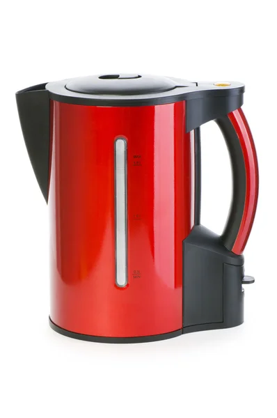 Czerwony czajnik elektryczny na białym tle — Zdjęcie stockowe