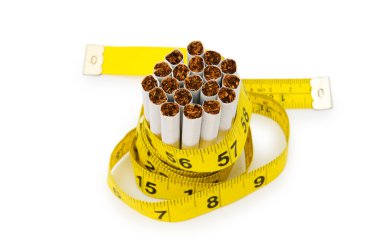 Smoking concept with measuring tape and cigarettes clipart