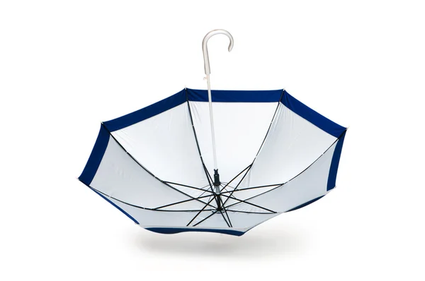 Paraguas azul aislado sobre fondo blanco — Foto de Stock