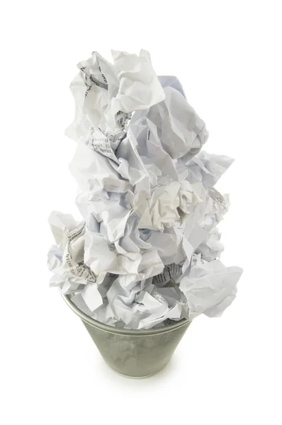Szemetet bin, papír hulladék elkülönített, a fehér — Stock Fotó