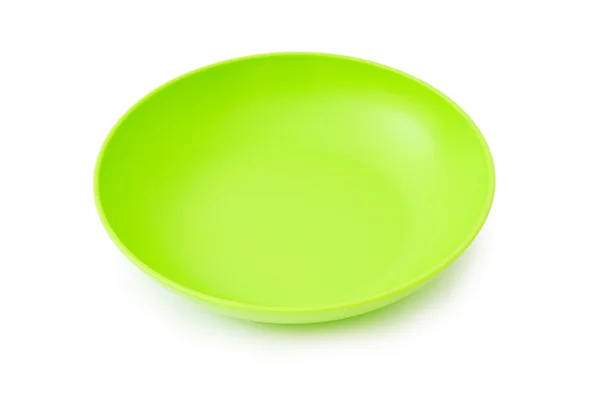 Green plate isolated on the white background — Stock Photo, Image