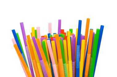 Lots of drinking straws isolated on white clipart