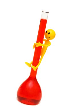 Smilies climbing red tube isolated on white clipart