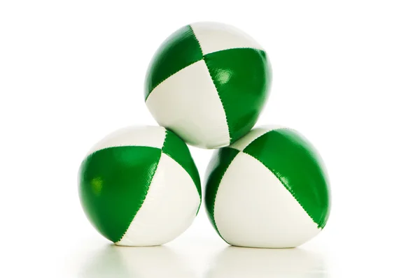 Yeşil stres topları üzerinde beyaz izole — Stok fotoğraf