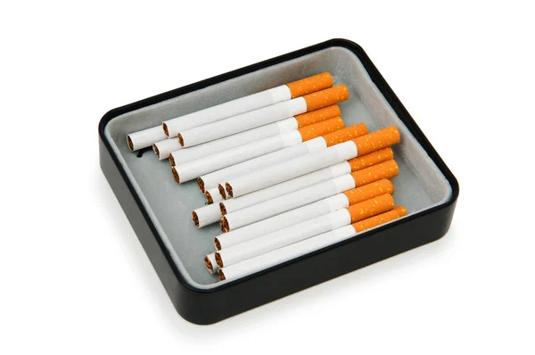 白い背景で隔離のタバコの喫煙 — ストック写真