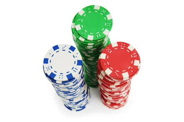 Casino-Chips isoliert auf weißem Hintergrund — Stockfoto