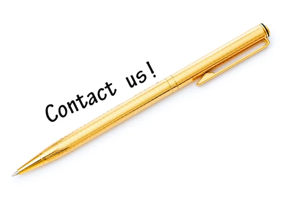 Pen and contact us message on white — Stock Photo, Image