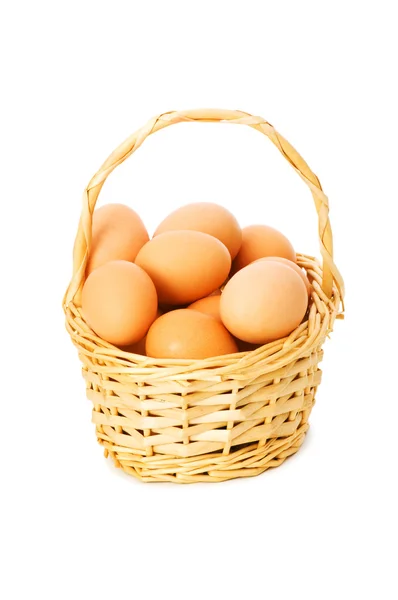 stock image Basket full of eggs isolated on white