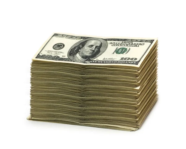 Montón de dólares americanos aislados en blanco — Foto de Stock