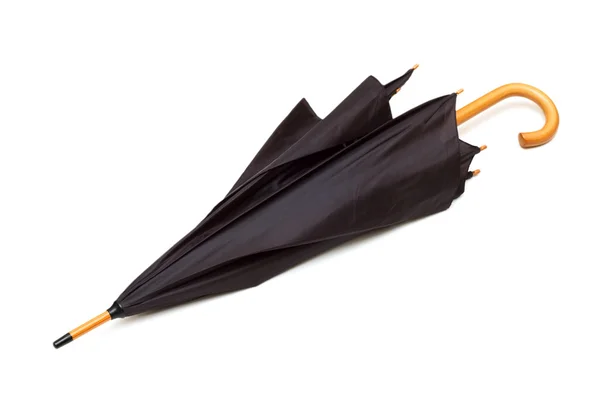 Guarda-chuva preto isolado no fundo branco — Fotografia de Stock