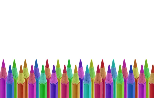 孤立在白纸上的各种颜色的铅笔 — 图库照片