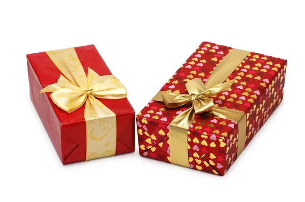 Δύο κουτιά που απομονώνονται σε λευκό το δώρων — Φωτογραφία Αρχείου