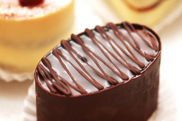 Csokoládé torta - sekély mélység-ból mező közelről — Stock Fotó