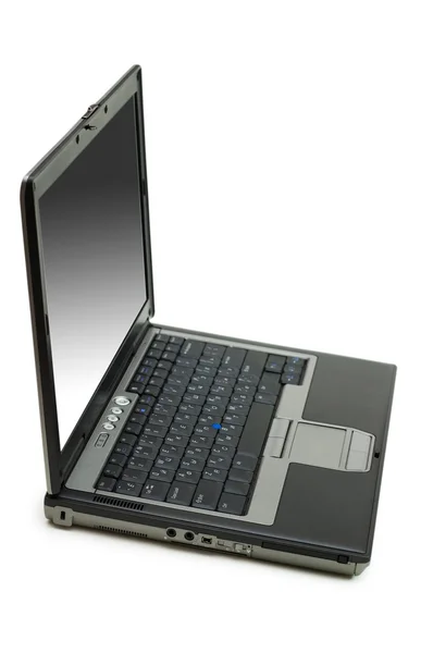 Laptop argento isolato sullo sfondo bianco — Foto Stock