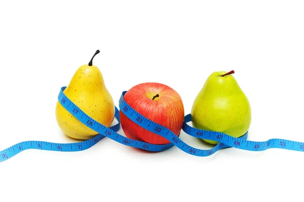 Päron och äpple illustrerar frukt bantning koncept — Stockfoto