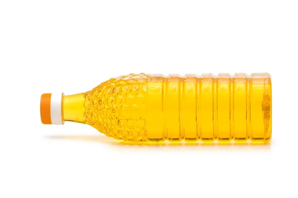 Sticlă de ulei de măsline izolată pe alb — Fotografie, imagine de stoc