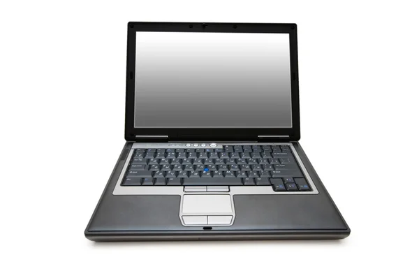 Colpo del computer portatile con obiettivo grandangolare isolato su bianco — Foto Stock