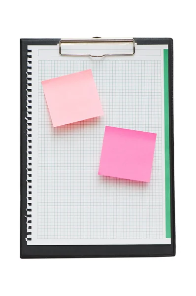 Binder with sticky notes isolated on the white — Stock Photo, Image