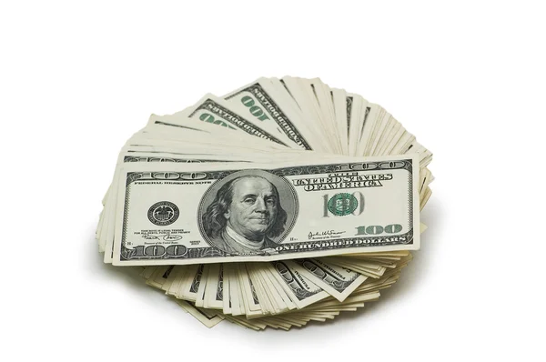 Dolarové bankovky izolovaných na bílém pozadí — Stock fotografie