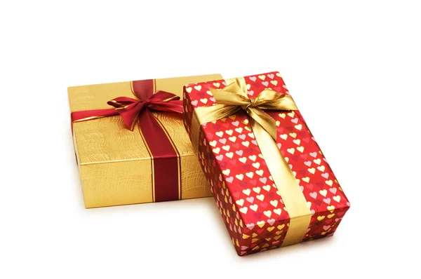 Two gift boxes isolated on the white — Stok fotoğraf