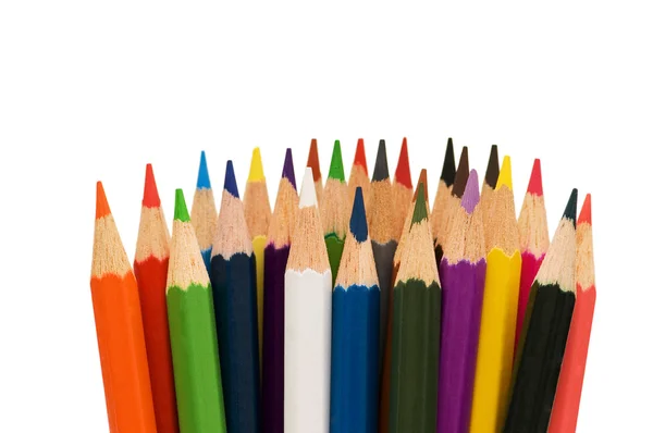 Різні кольорові олівці ізольовані на білому — стокове фото