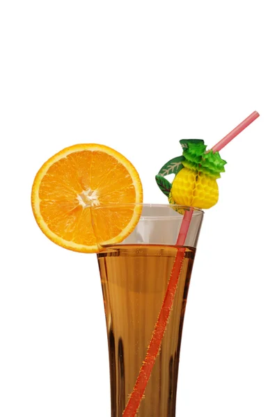 Cocktail and orange slice isolated on white — Stock Photo, Image