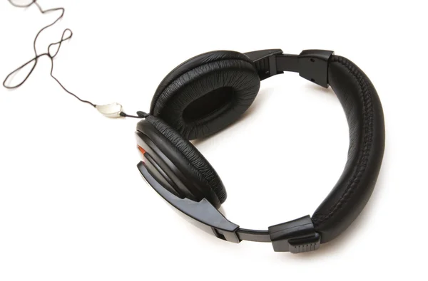 Black earphones isolated on the white background — Stock Photo, Image