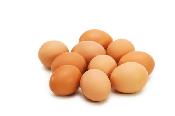Grupo de huevos aislados en el blanco — Foto de Stock