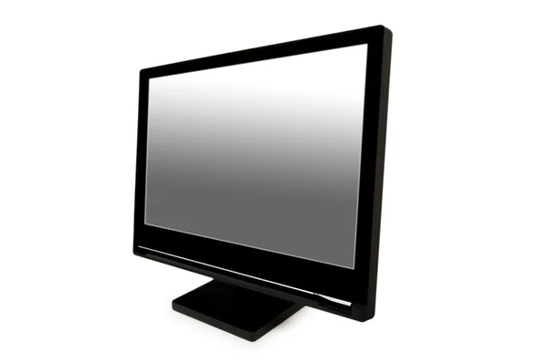 Czarny lcd monitor na białym tle — Zdjęcie stockowe