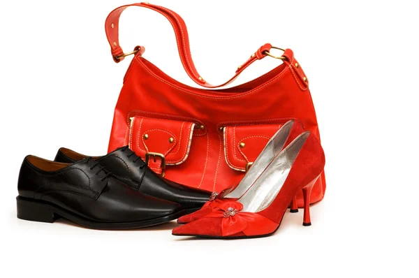Handbag and shoes isolated on the white — Stock Photo, Image