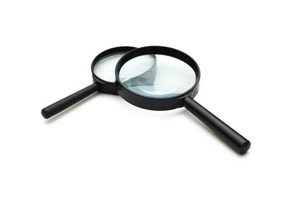 Two magnifying glasses isolated on the white — Stock Photo, Image