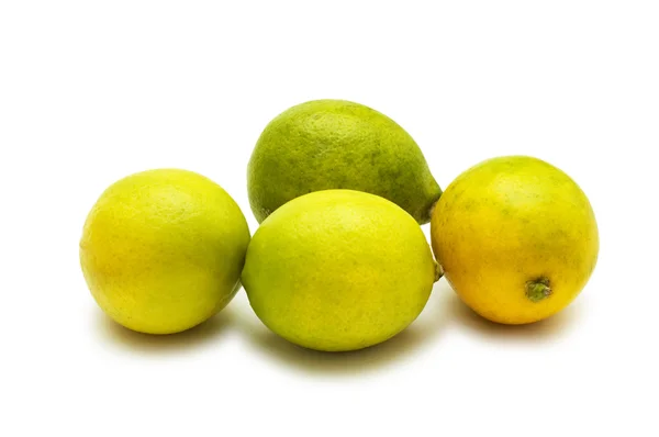 Vier citroenen geïsoleerd op de witte achtergrond — Stockfoto