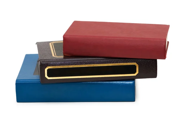 Tre färgglada böcker isolerat på vita — Stockfoto