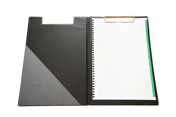 Open binder with blank sheet of paper isolated — Stock Photo, Image