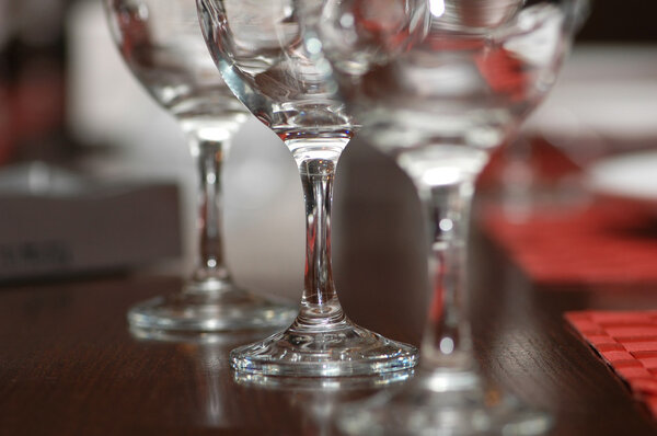 Three glasses on the table - shallow depth of field