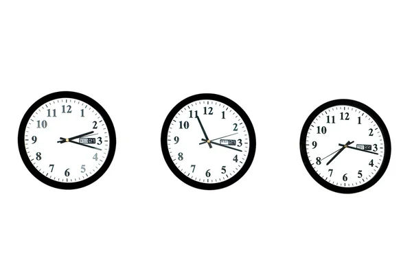 시계는 흰색 절연의 행 — 스톡 사진